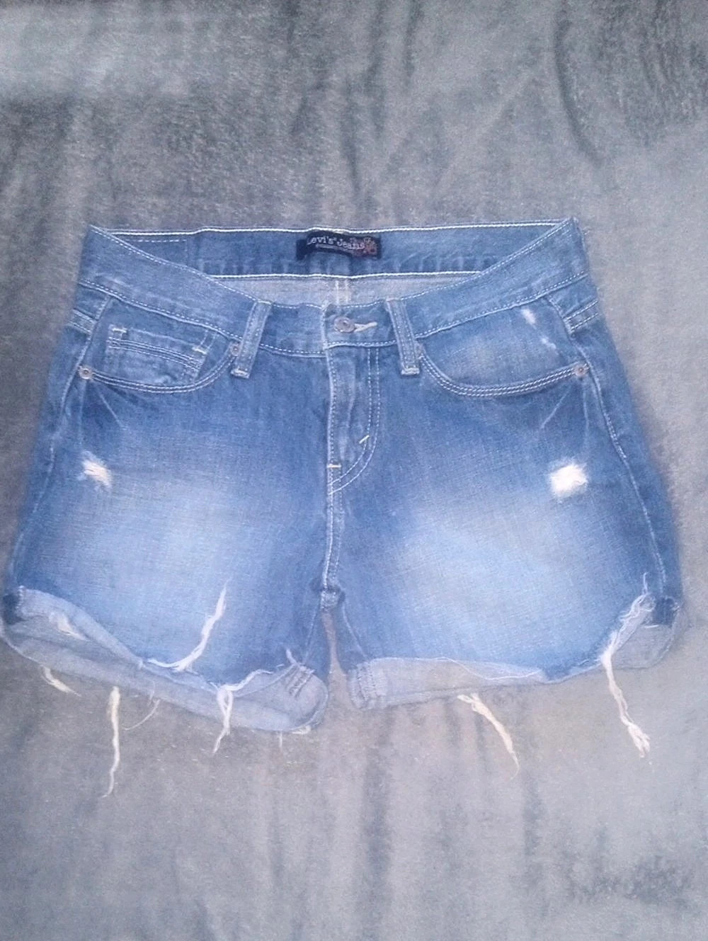 Levi's Distressed Denim Jean Shorts in Blue